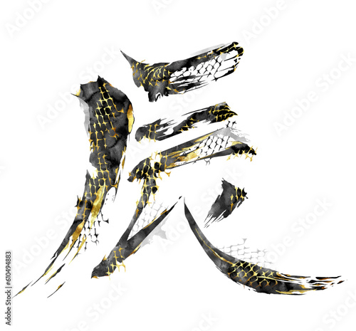 年賀状, ベクター, 辰年, 辰, 筆文字, 筆書き, 筆, 2024年, 文字, 和柄, 鱗柄,