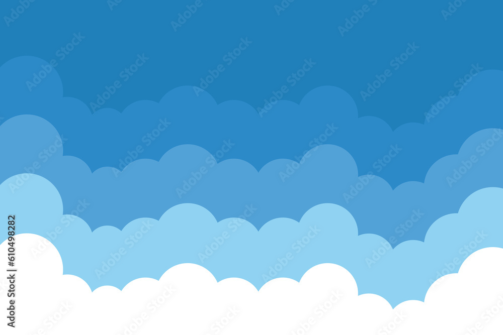 Blue sky and clouds background, pastel paper cut Background