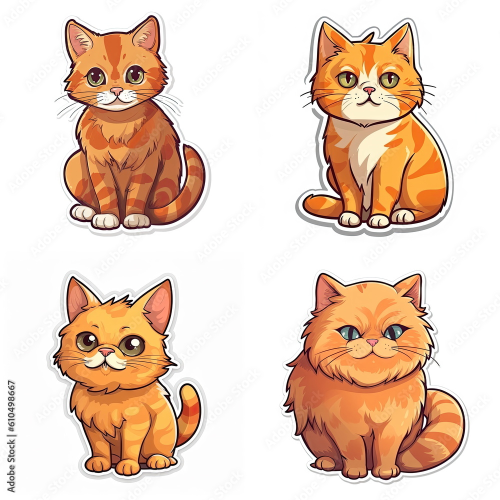 Obraz premium sticker cartoon of cat, white background
