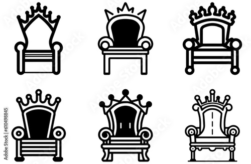 Throne set icon vector glyph royal style furniture