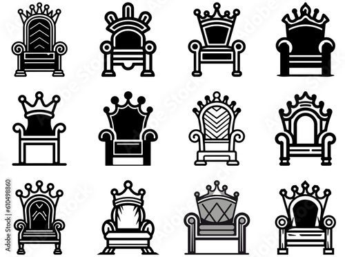 Throne set icon vector glyph royal style furniture