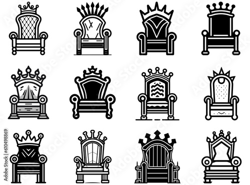 Throne set icon vector glyph royal style furniture
