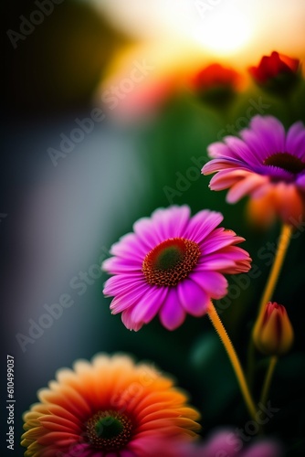 Colorful flowers, abstract art, generative ai