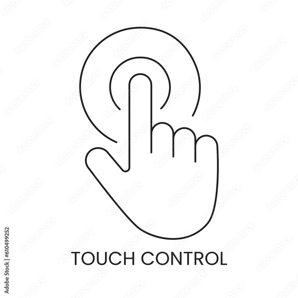 Vector line icon representing touch control.