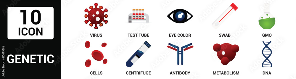 Set of genetic icons. Vector Illustration Set of genetic icons. Vector Illustration