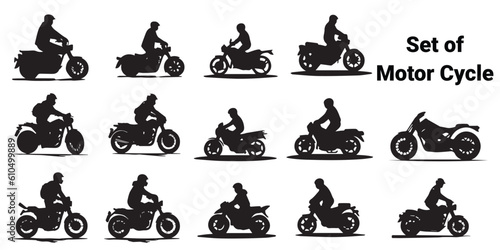 A set of black Motorcycle vector illustration