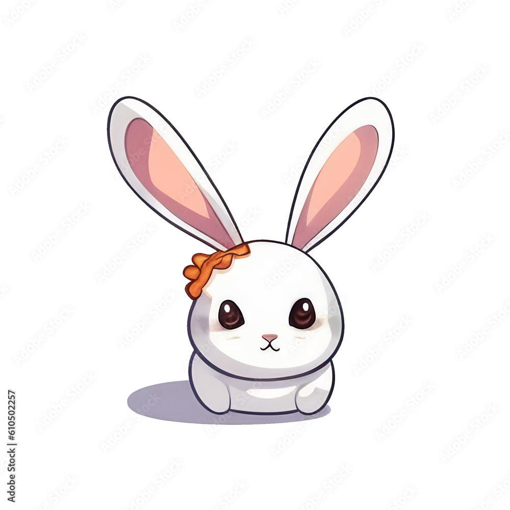white bunny with cute face and bow on head ai image generative white bunny with cute face and bow on head ai image generative
