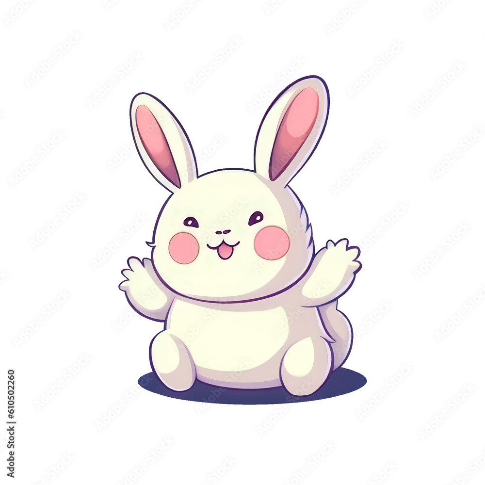 cute white fluffy Easter rabbit cheerful happy ai image generative cute white fluffy Easter rabbit cheerful happy ai image generative