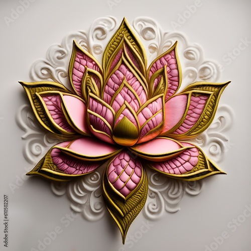 Lotus flower, paisley, Indian ornament, Ai generated 