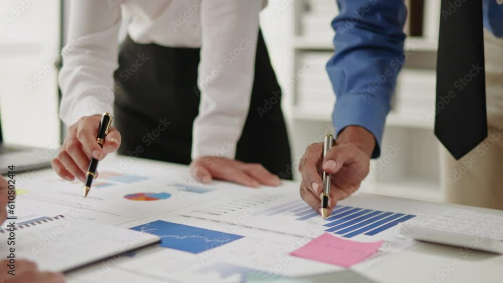 Close up of hands are working and brainstorming about business financial and marketing. Close up of hands are working and brainstorming about business financial and marketing.