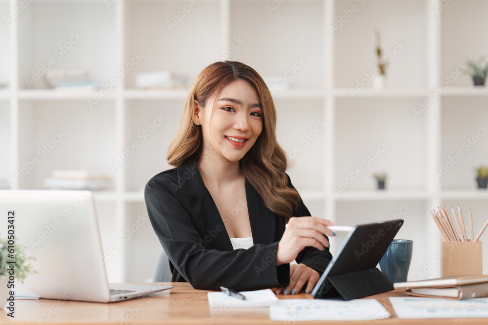 Accountant woman working on laptop and do document, tax, exchange, research, accounting and Financial advisor concept Accountant woman working on laptop and do document, tax, exchange, research, accounting and Financial advisor concept