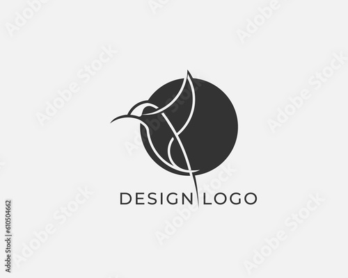 abstract hummingbird colibri bird logo line outline monoline vector icon illustration