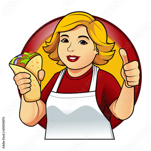 Mommy shawarma bakery food cartoon character