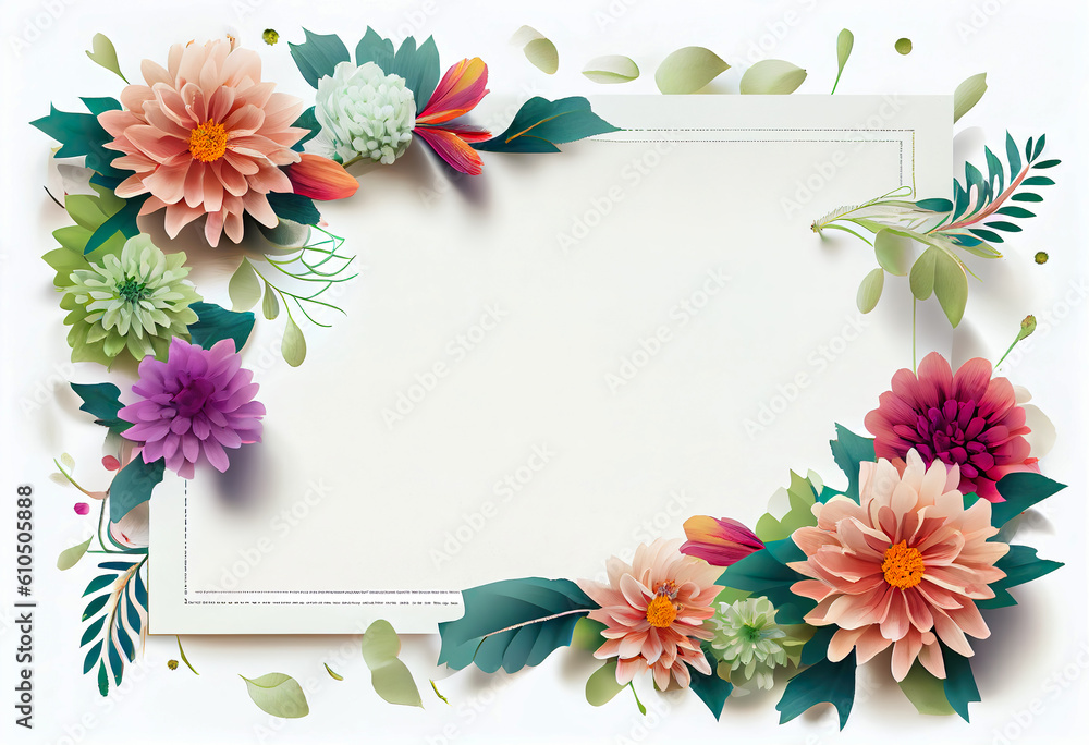Fototapeta premium Blank of beautiful flowers frame , Frame with flower isolated on background , Created with generative AI