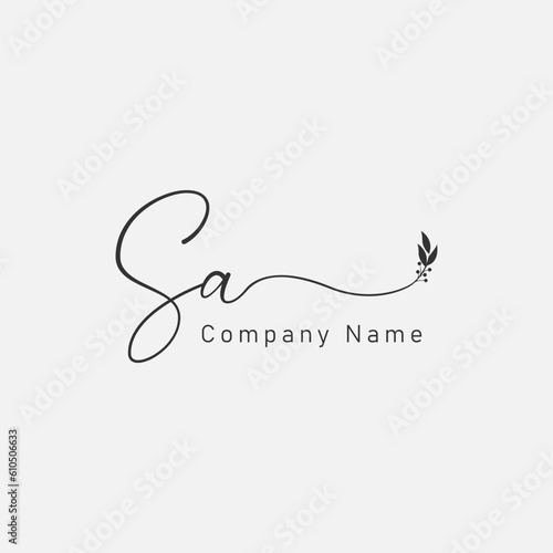 handwriting letter Sa. Initial Letter SA Logo monogram typography for business name. Vector logo inspiration