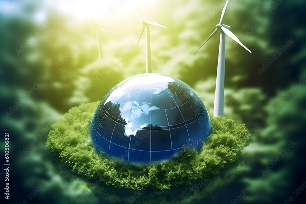 renewable energy light bulb with green energy, Earth Day or environment protection Hands protect forests that grow on the ground and help save the world, solar panels renewable energy light bulb with green energy, Earth Day or environment protection Hands protect forests that grow on the ground and help save the world, solar panels