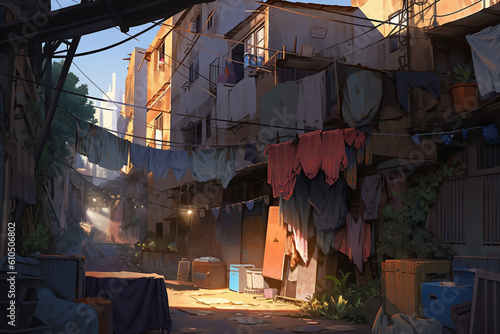 繊細で芸術的な街や村系背景のイラスト(AI generated image) © Game Material Store