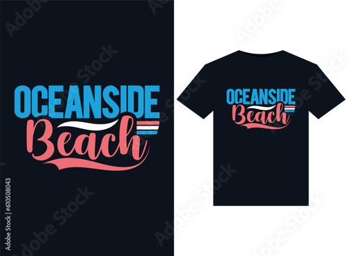 Oceanside Beach illustrations for print-ready T-Shirts design