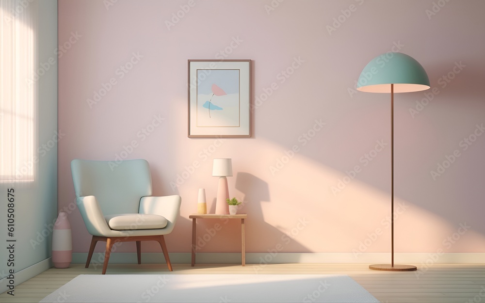 Blank wall in living room interior made with floor, chair, painting, flower plant .3d rendering Blank wall in living room interior made with floor, chair, painting, flower plant .3d rendering