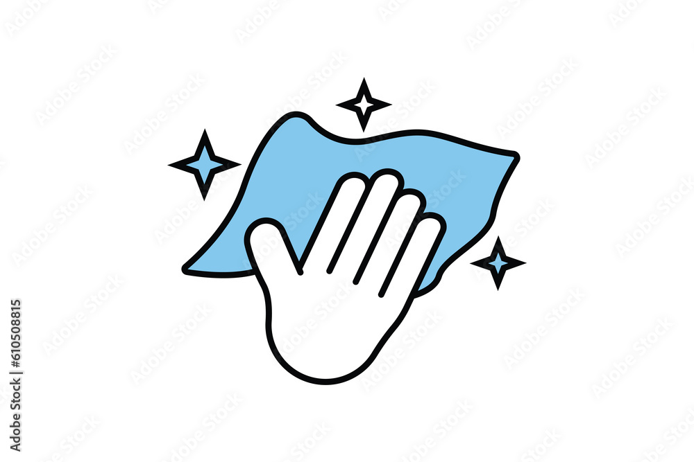 Hygiene cleaning. hand with wet cleaning. Two tone icon style design. Simple vector design editable
