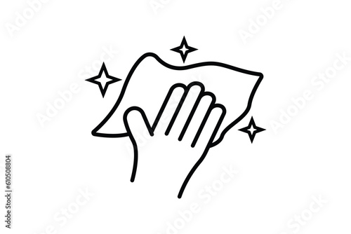Hygiene cleaning. hand with wet cleaning. Line icon style design. Simple vector design editable