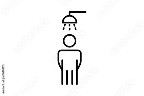 Shower icon. men showering. icon related to bathroom, hygiene. Line icon style design. Simple vector design editable