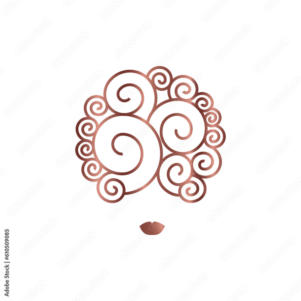 Woman face with curls seamless vector pattern