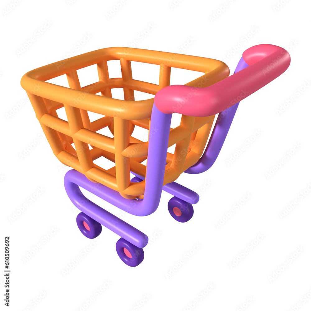 Empty Shopping Cart 3D Illustration Icon Empty Shopping Cart 3D Illustration Icon
