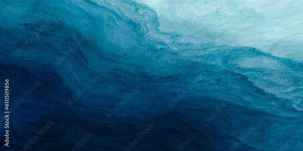 Abstract watercolor paint background by gradient deep blue color with liquid fluid grunge texture for background, banner - obrazy, fototapety, plakaty 