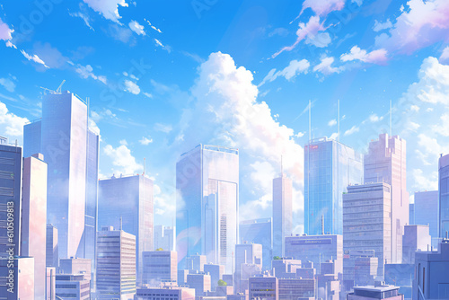 繊細で芸術的な街や村系背景のイラスト(AI generated image)