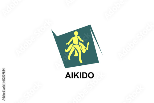 aikido sport vector line icon. sportman, fighting stance. sport pictogram illustration.