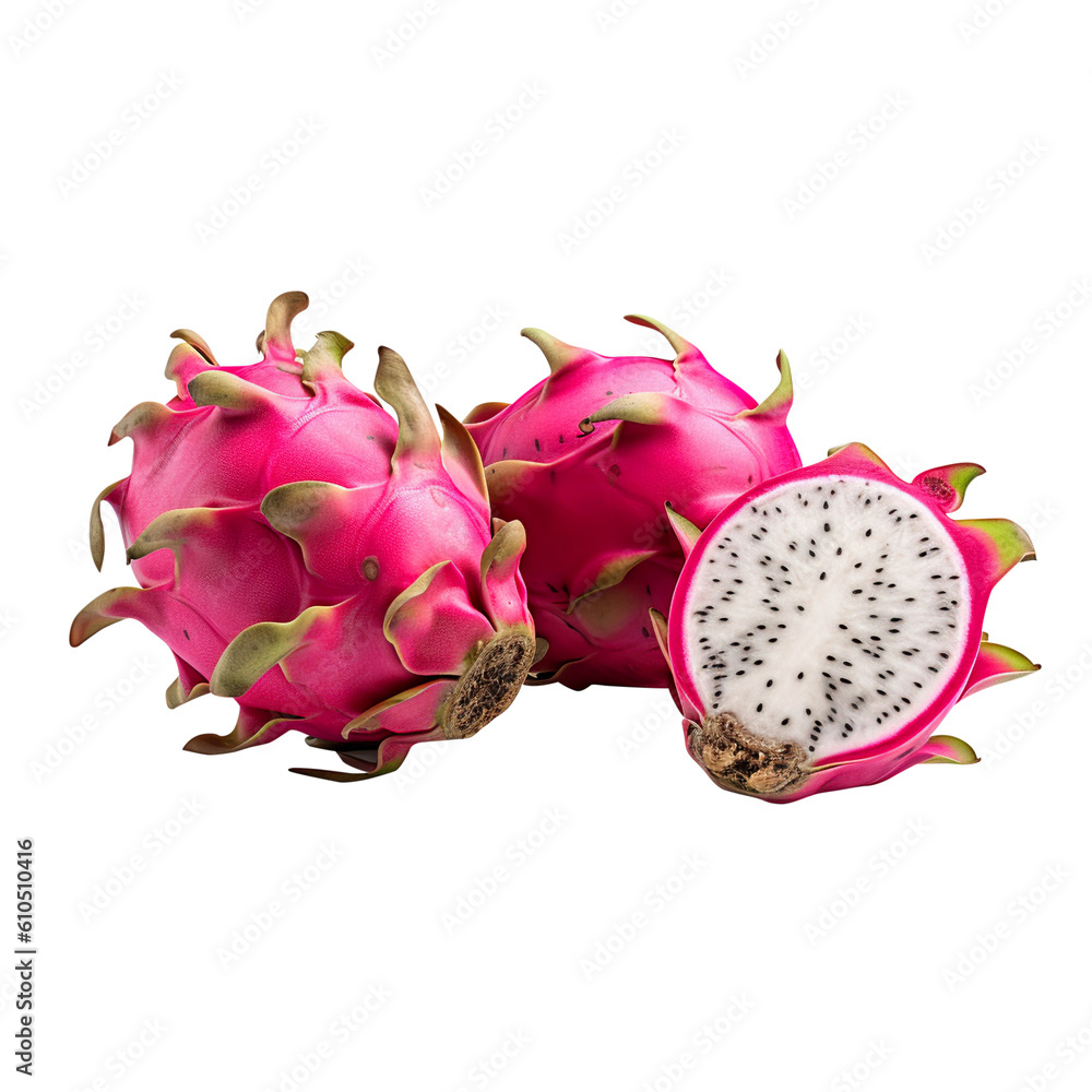 dragon fruit isolated on white created with Generative AI dragon fruit isolated on white created with Generative AI