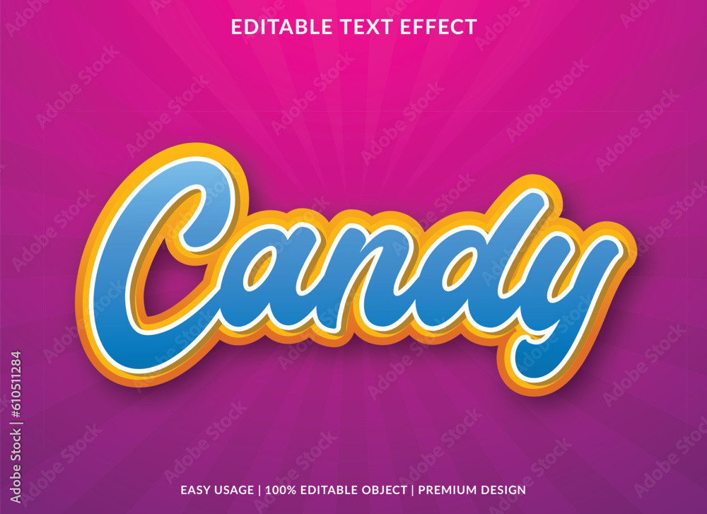 candy editable text effect template with abstract background and 3d style use for business brand and logo