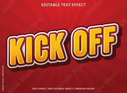 kick off editable text effect template with abstract background and 3d style use for business brand and logo
