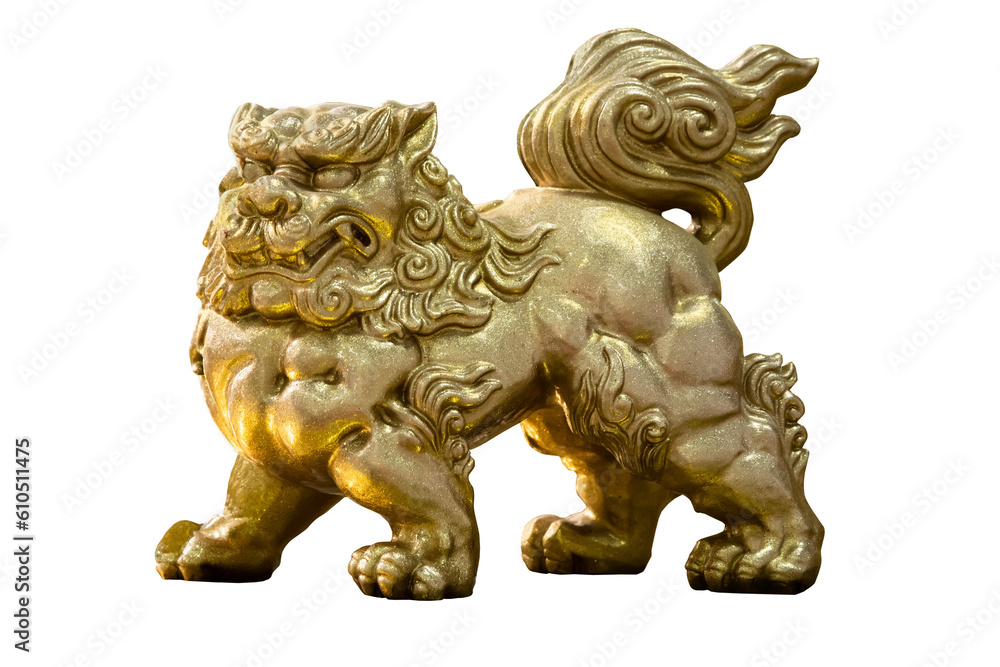 Golden chinese guardian lion. Chinese imperial lion. PNG Golden chinese guardian lion. Chinese imperial lion. PNG