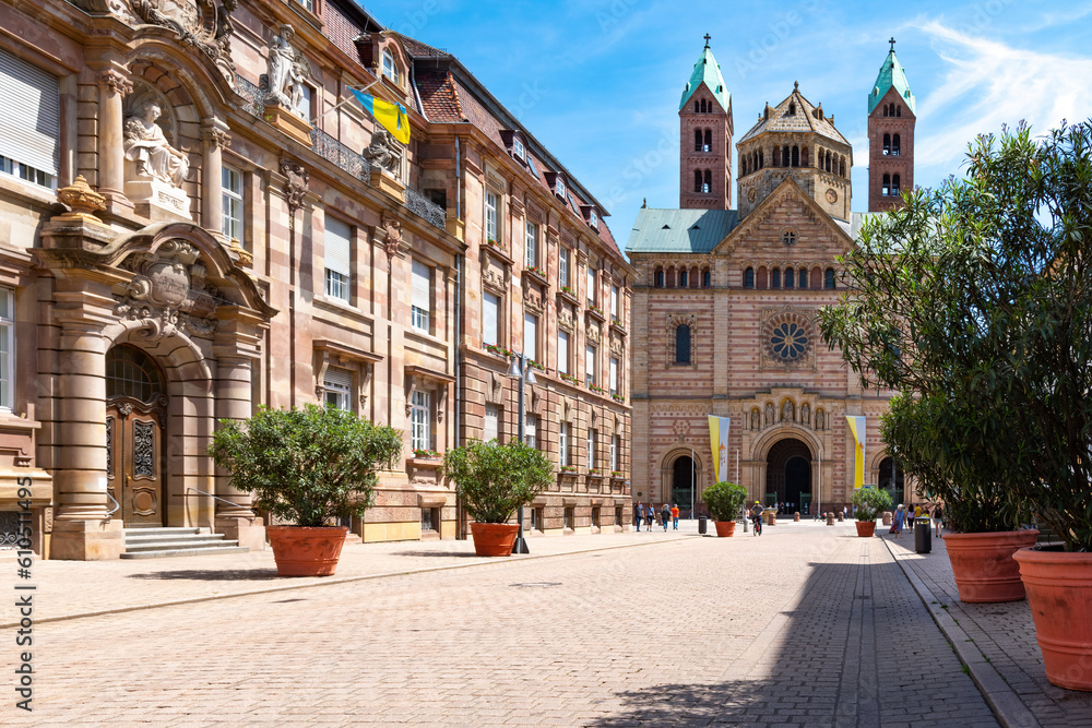 View of the Stadthaus and Cathedral in Speyer, Germany
