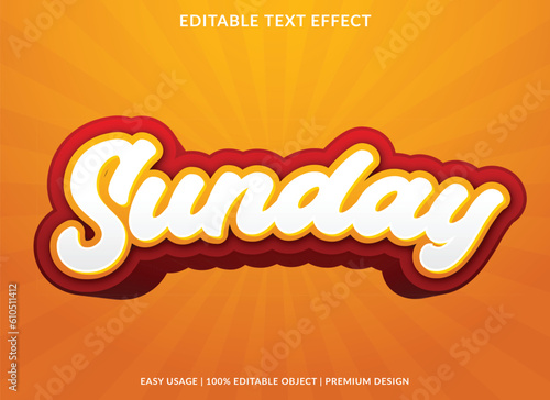 sunday editable text effect template with abstract background and 3d style use for business brand and logo
