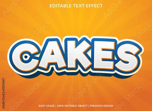 cakes editable text effect template with abstract background and 3d style use for business brand and logo