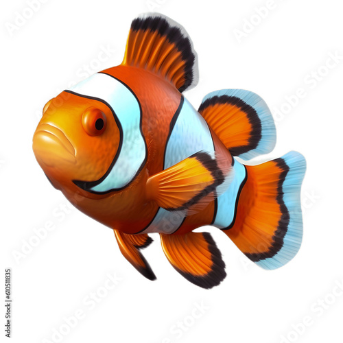 Orange clownfish isolated on white background, Generative AI