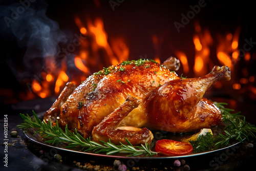 roasted chicken on the grill 