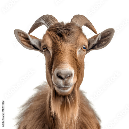 Stampa su tela Adult goat with horns isolated on white background cutout