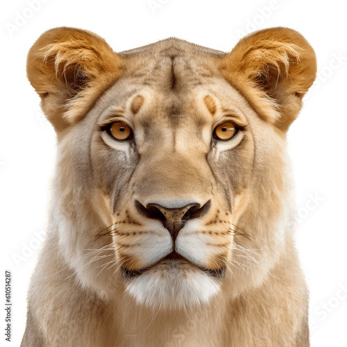 Portrait of a lion wildlife animal isolated on transparent background 