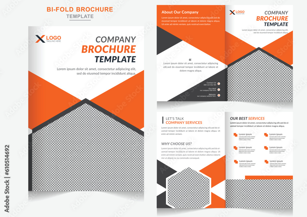 Professional real estate or construction business bi-fold brochure design construction company profile brochure template