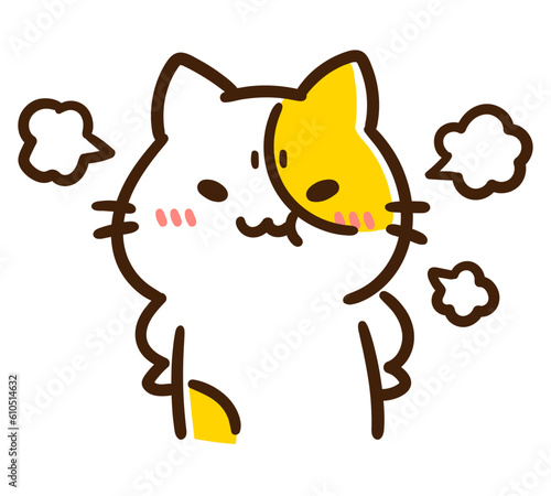 ぷんぷん怒るかわいいねこのキャラクターイラスト
