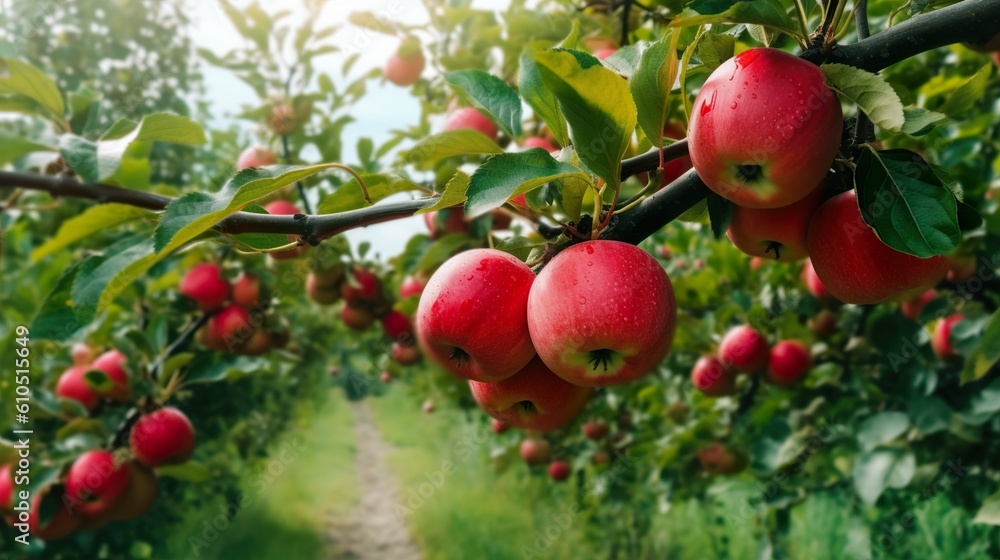 apples on tree created with Generative AI