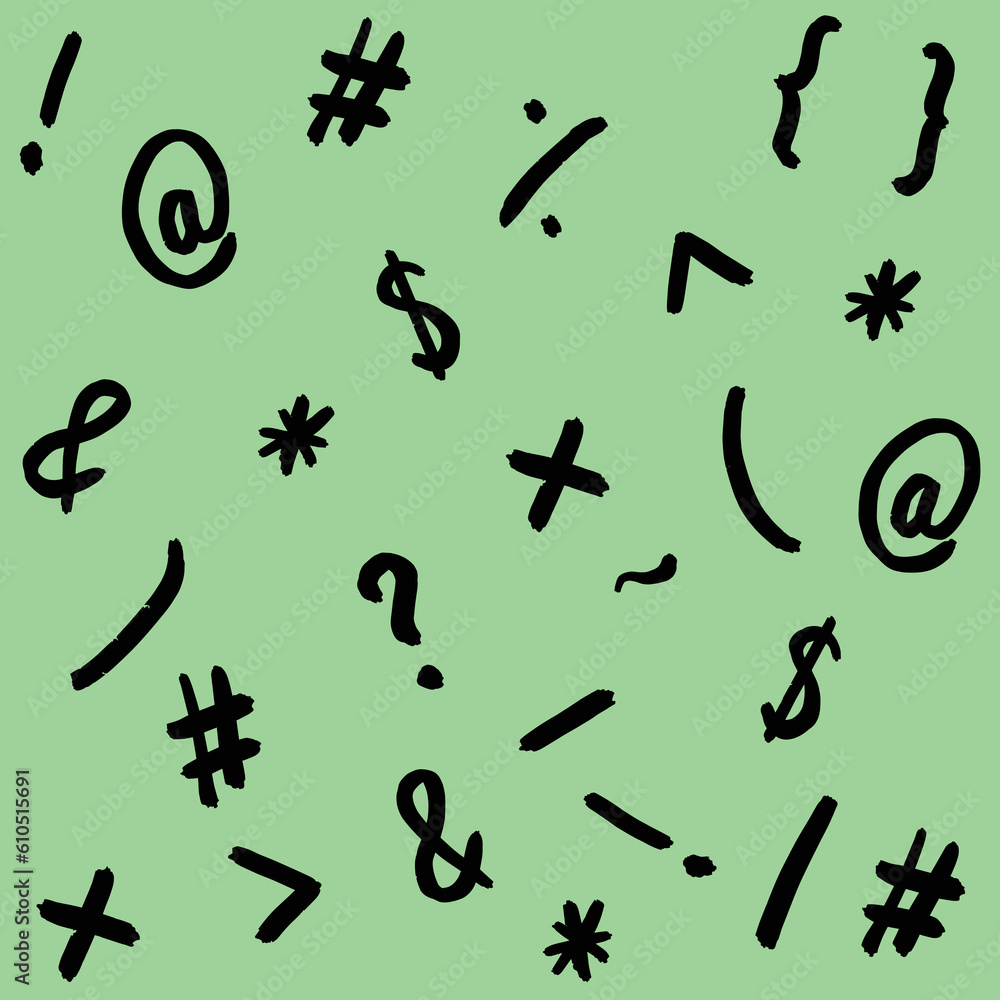 pattern with the image of keyboard symbols. Punctuation marks. Template for applying to the surface. pastel yellow green background. Square image. pattern with the image of keyboard symbols. Punctuation marks. Template for applying to the surface. pastel yellow green background. Square image.