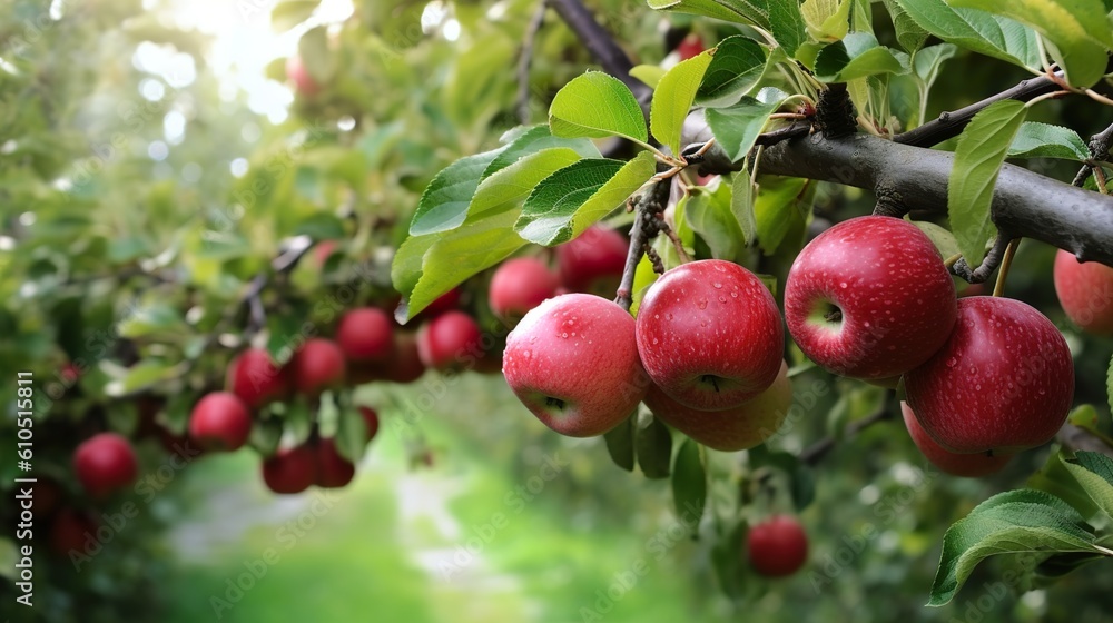 red apples on a tree created with Generative AI red apples on a tree created with Generative AI