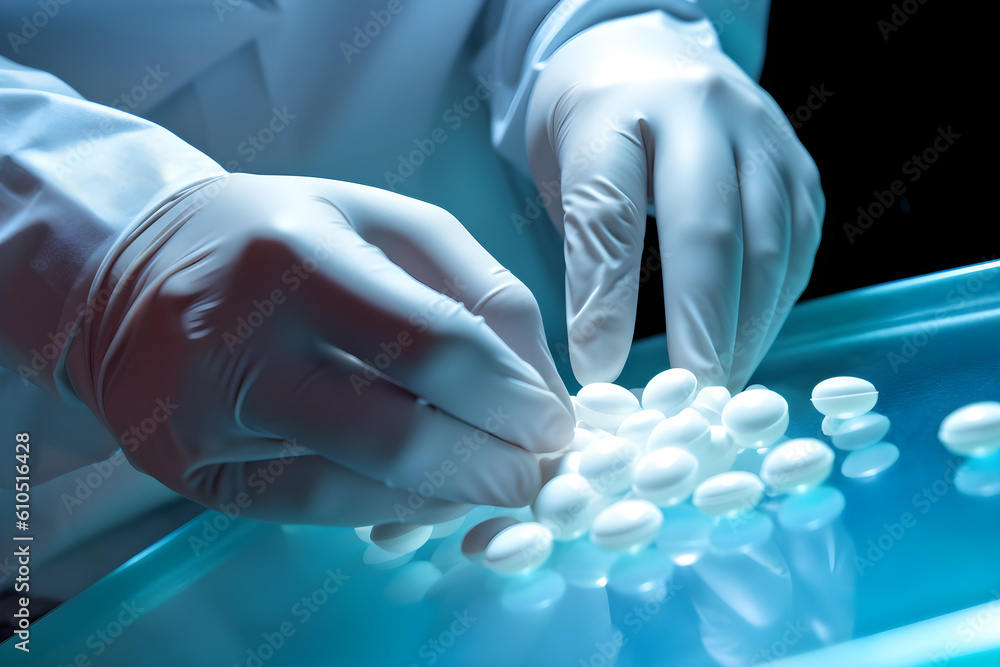 scientist working with pills scientist working with pills