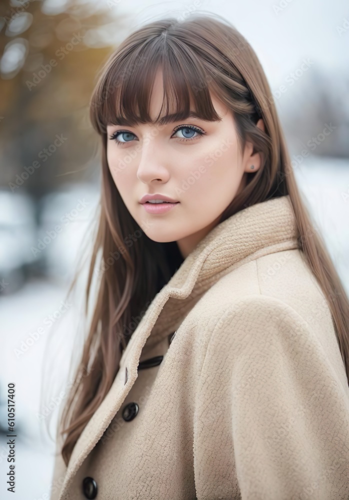 portrait of a brunette woman generative AI technology 