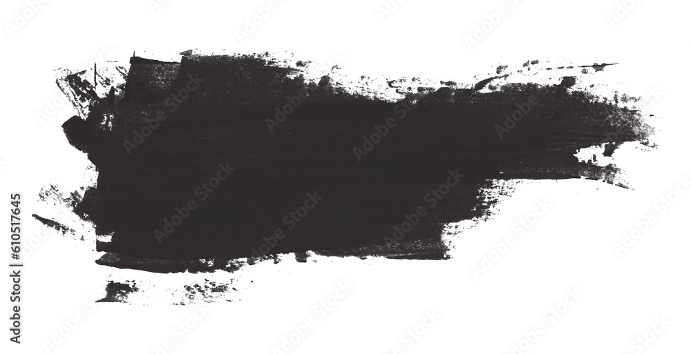 Shiny black gray brush watercolor painting isolated on transparent background. watercolor png
